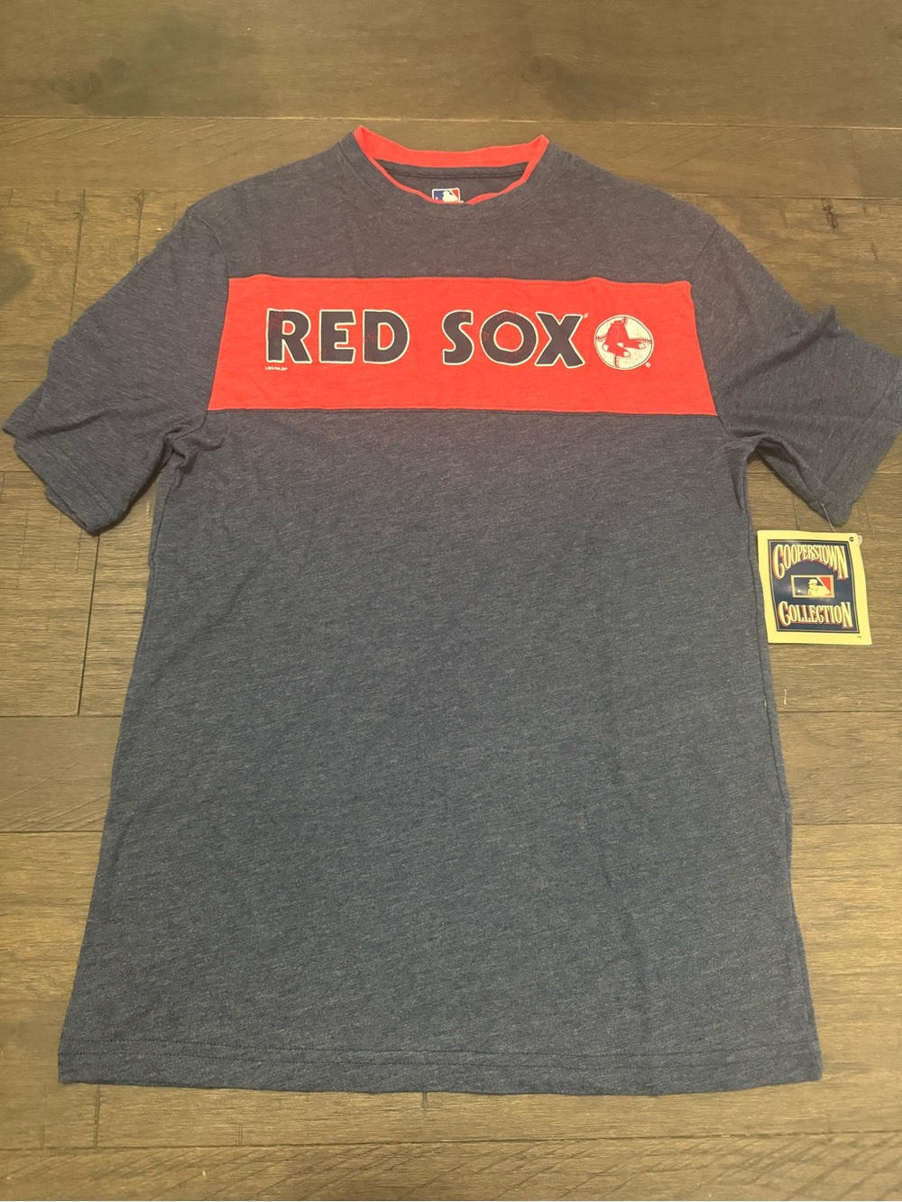 Genuine Merchandise Navy Tee with Red Chest Panel and 'RED SOX' Logo